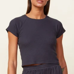 MONROW Baby Thermal Fitted Cap Sleeve Tee FADEDBLACK Sale